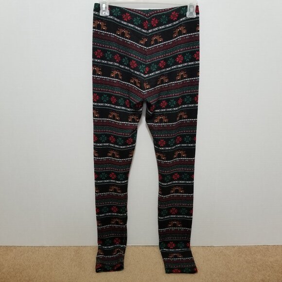 Pink Republic leggings Small Christmas XMas reindeer fair isle snowflake holiday - Picture 2 of 12
